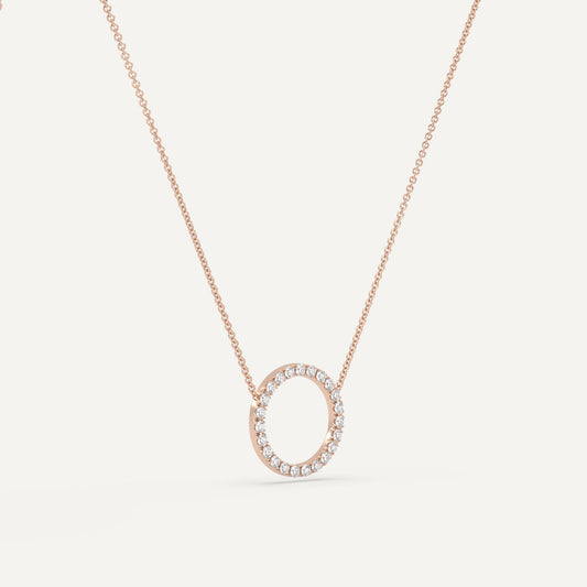 Necklace-Diamond Circle--Rose,, Rose