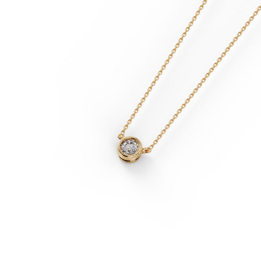 Necklace, Round Diamond 0.30 Ct yellow