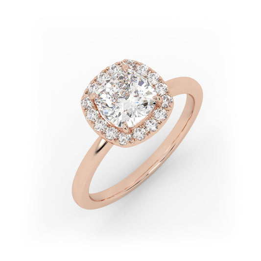 Solitaire Ring with Halo The Cushion Solitaire Rose