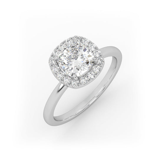 Solitaire Ring with Halo The Cushion Solitaire White