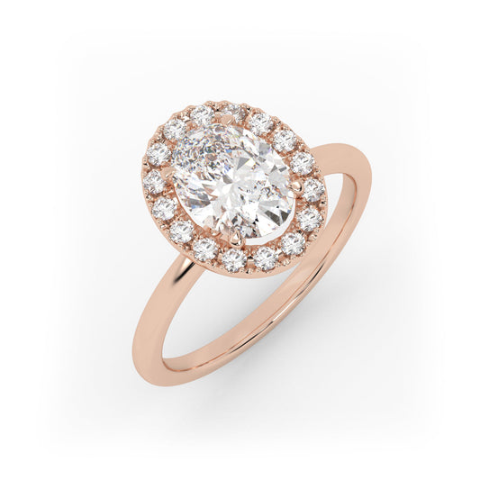 Solitaire Ring with Halo The Oval Solitaire Rose