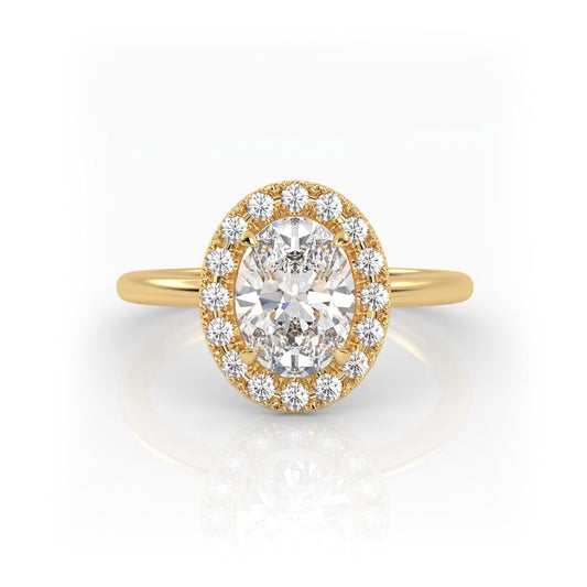 Solitaire Ring with Halo The Oval Solitaire Yellow