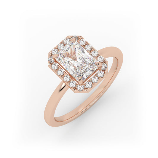Solitaire Ring with Halo The Radiant Solitaire Rose