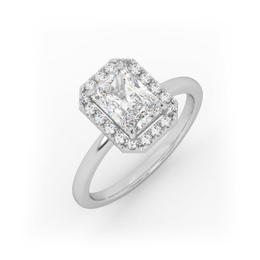 Solitaire Ring with Halo The Radiant Solitaire White