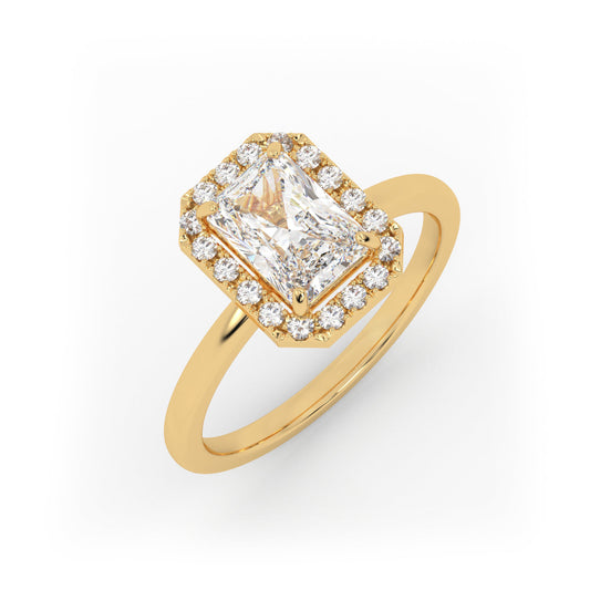Solitaire Ring with Halo The Radiant Solitaire Yellow