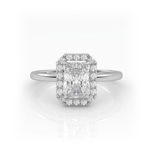 Solitaire Ring with Halo The Radiant Solitaire White