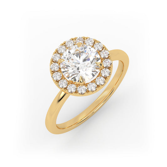 Solitaire Ring with Halo The Round Solitaire Yellow