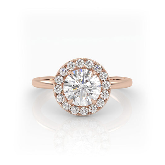 Solitaire Ring with Halo The Round Solitaire Rose