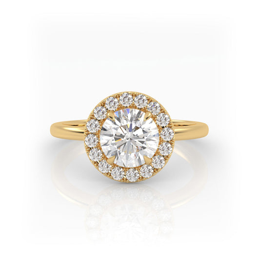 Solitaire Ring with Halo The Round Solitaire Yellow