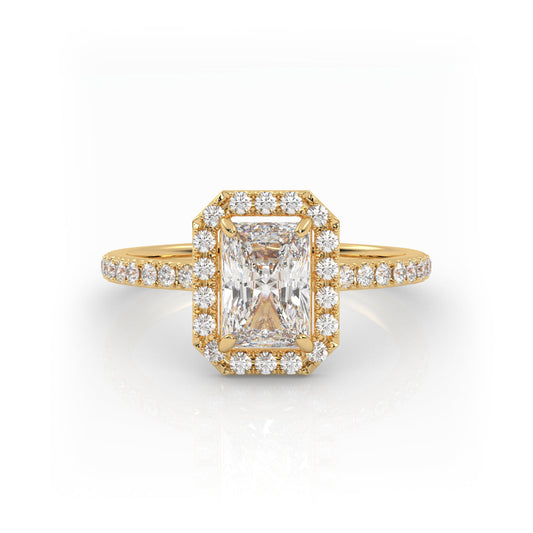 Solitaire Ring with halo & pave band The Radiant Solitaire Yellow