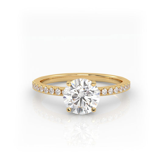 Solitaire Ring with pave band The Round Solitaire Yellow