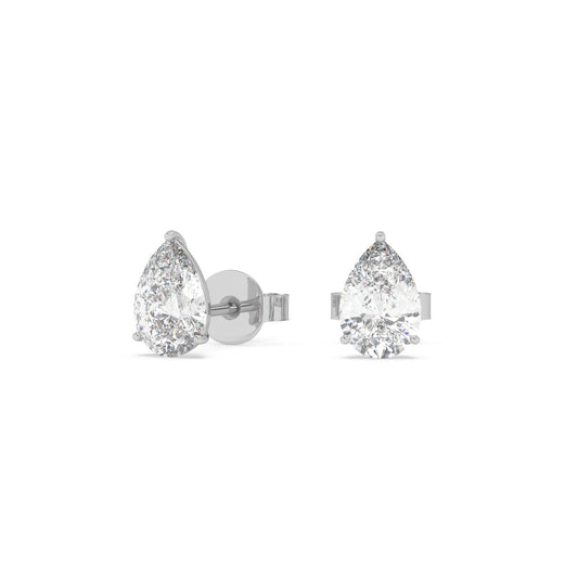 earring, Pear 0.80ct White