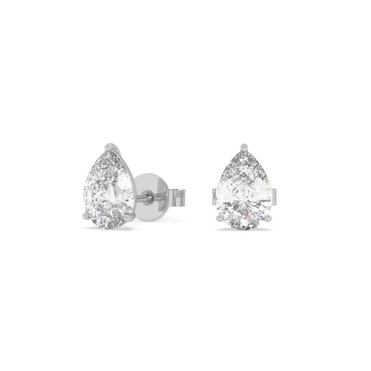 earring, Pear 1.0ct White