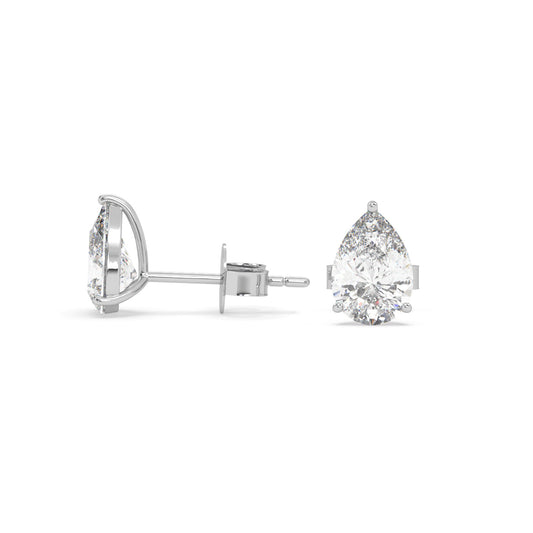 earring, Pear 1.0ct White