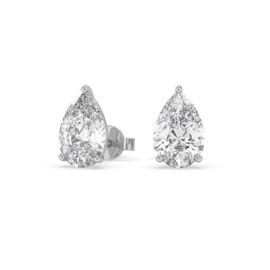 earring, Pear 2.0ct White