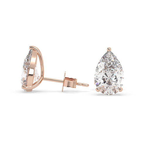 earring, Pear 2.0ct Rose