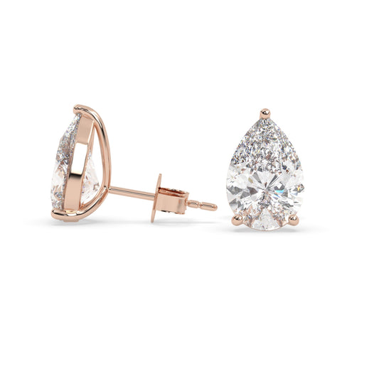earring, Pear 2.5ct Rose