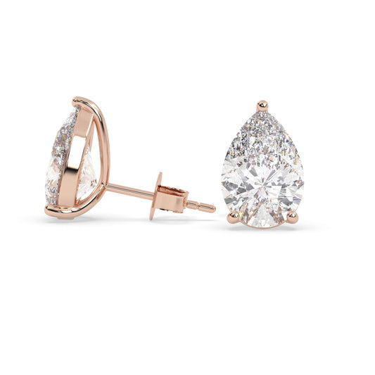 earring, Pear 3.0ct Rose