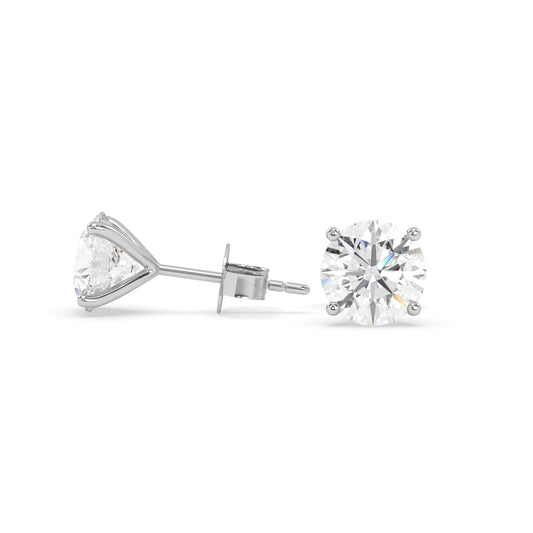 earring, round 1.60ct White