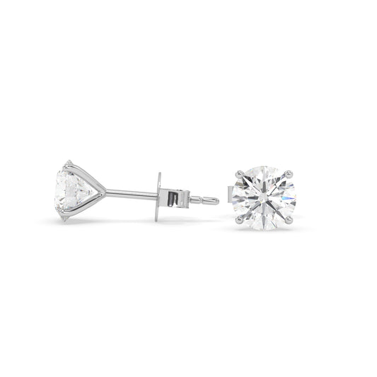 earring, round 1.0ct White