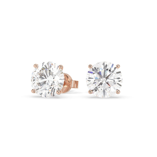earring, round 2.5ct Rose