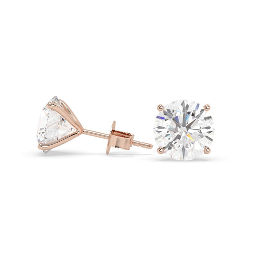 earring, round 2.5ct Rose