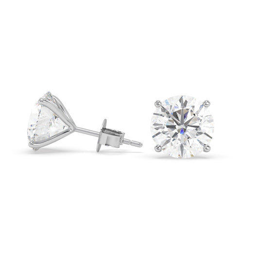 earring, round 3.0ct White