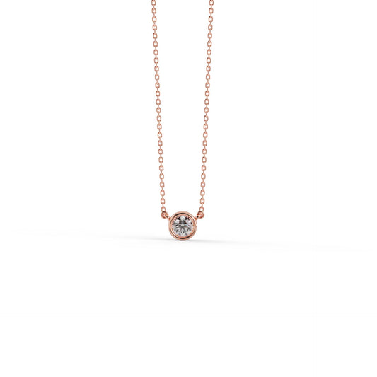 Necklace, Round Diamond 0.30 Ct Rose