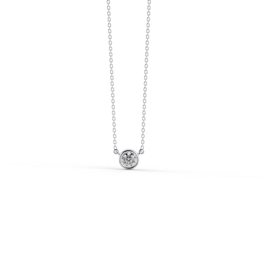 Necklace, Round Diamond 0.30 Ct White