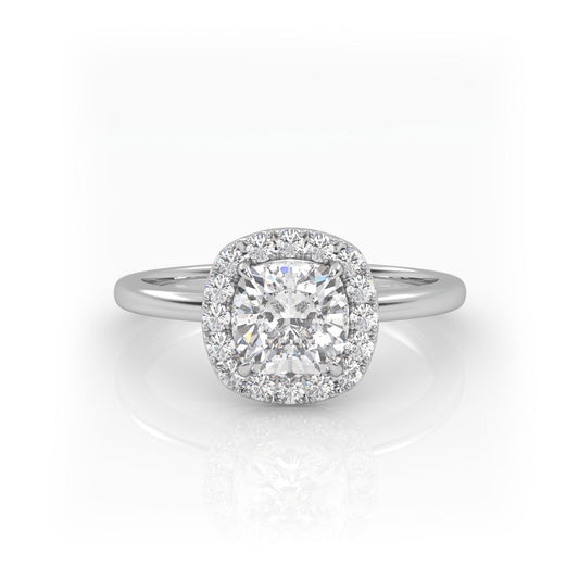 Solitaire Ring with Halo The Cushion Solitaire White