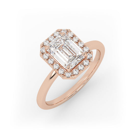 Solitaire Ring with Halo The Emerald Solitaire Rose