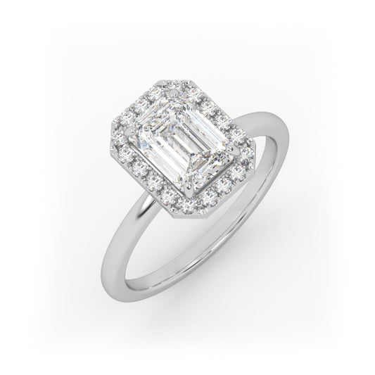 Solitaire Ring with Halo The Emerald Solitaire White
