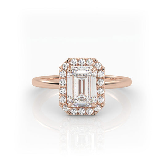 Solitaire Ring with Halo The Emerald Solitaire Rose