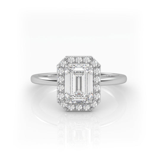Solitaire Ring with Halo The Emerald Solitaire White