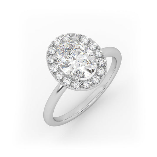 Solitaire Ring with Halo The Oval Solitaire White