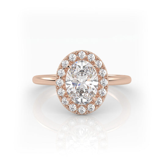 Solitaire Ring with Halo The Oval Solitaire Rose