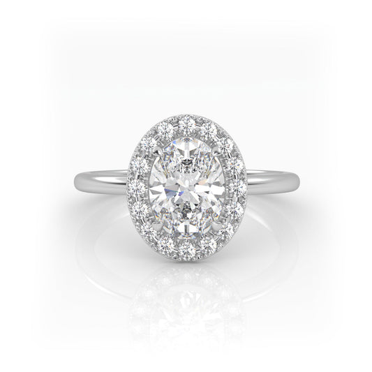 Solitaire Ring with Halo The Oval Solitaire White