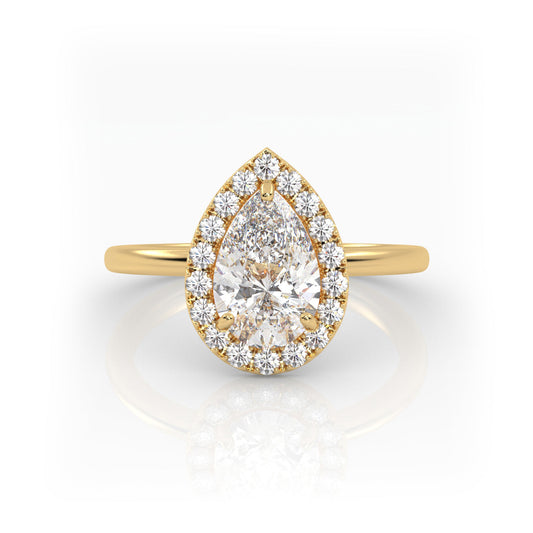Solitaire Ring with Halo The Pear Solitaire Yellow
