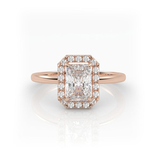 Solitaire Ring with Halo The Radiant Solitaire Rose