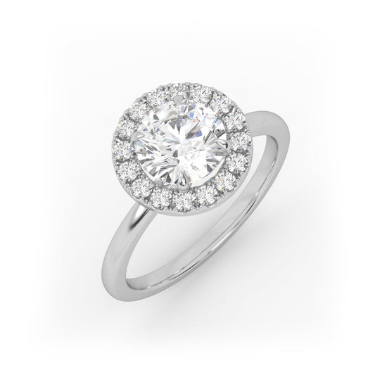 Solitaire Ring with Halo The Round Solitaire White