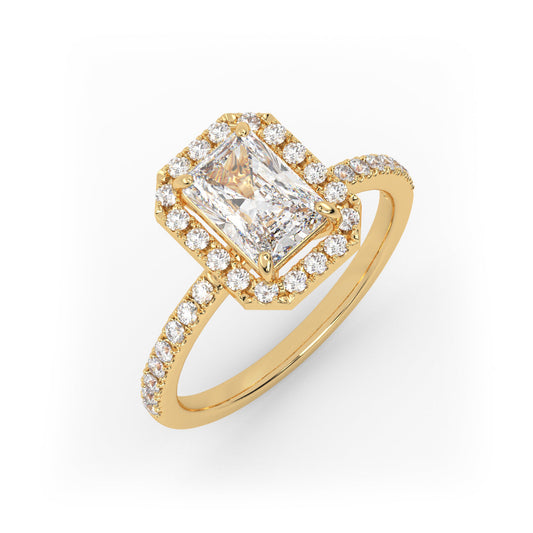 Solitaire Ring with halo & pave band The Radiant Solitaire Yellow