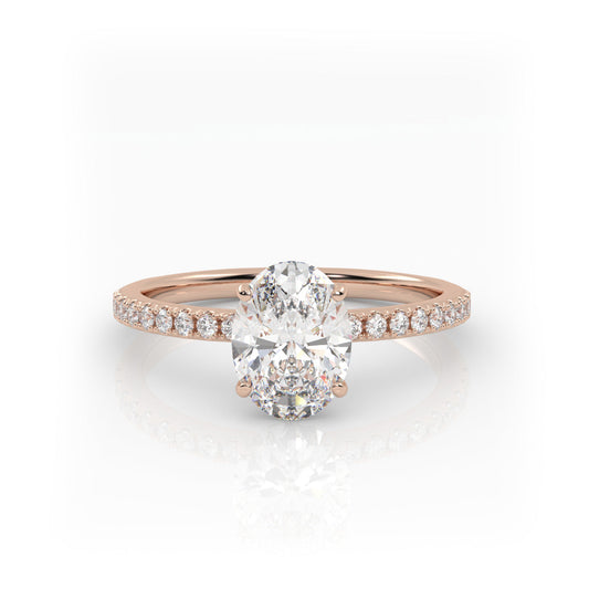 Solitaire Ring with pave band The Oval Solitaire Rose