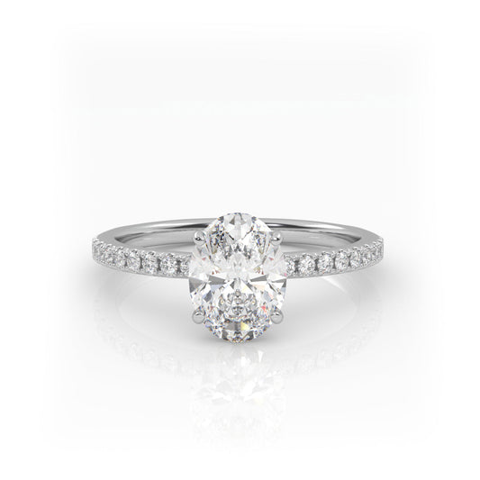 Solitaire Ring with pave band The Oval Solitaire White