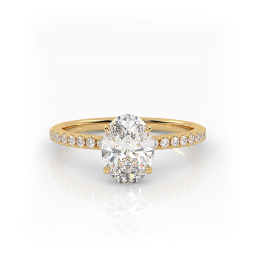 Solitaire Ring with pave band The Oval Solitaire Yellow