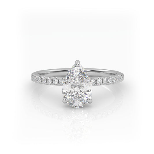 Solitaire Ring with pave band The Pear Solitaire White