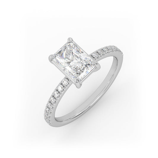 Solitaire Ring with pave band The Radiant Solitaire White