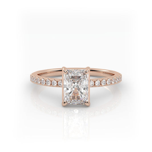 Solitaire Ring with pave band The Radiant Solitaire Rose