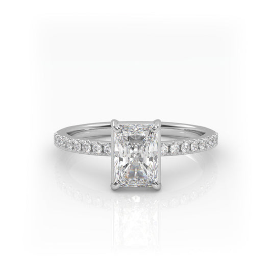 Solitaire Ring with pave band The Radiant Solitaire White
