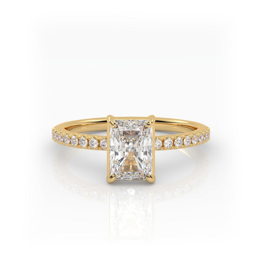 Solitaire Ring with pave band The Radiant Solitaire Yellow