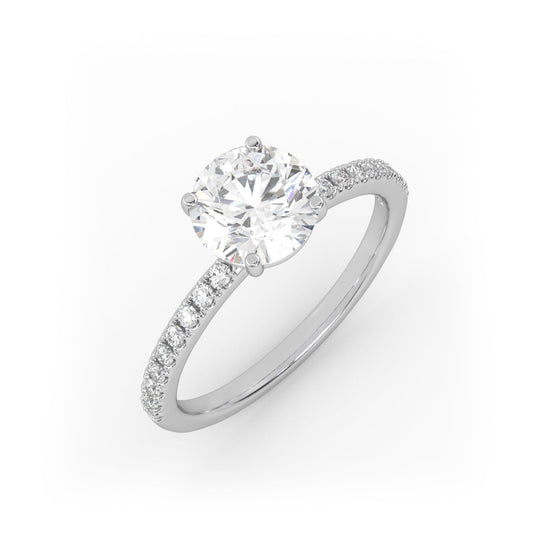 Solitaire Ring with pave band The Round Solitaire White